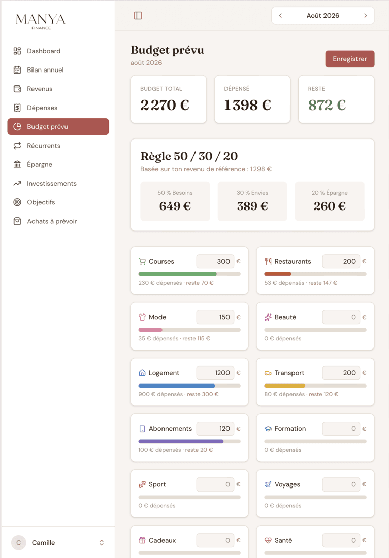 Manya Finance sur tablette